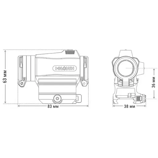 Прицел коллиматорный Holosun HE515CT-RD точка 2 MOA + круг 65 МОА - фото 5
