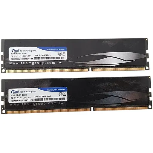 Оперативная память Team DDR3 (2X8GB) 1600Mhz CL11 TED38GM1600HC11BK Desktop Memory Kit Б/В