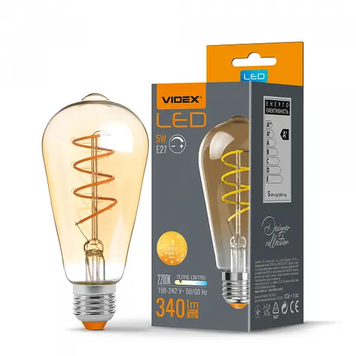 LED лампа VIDEX Filament ST64FASD 5W E27 2200K дімерна бронза - фото 1