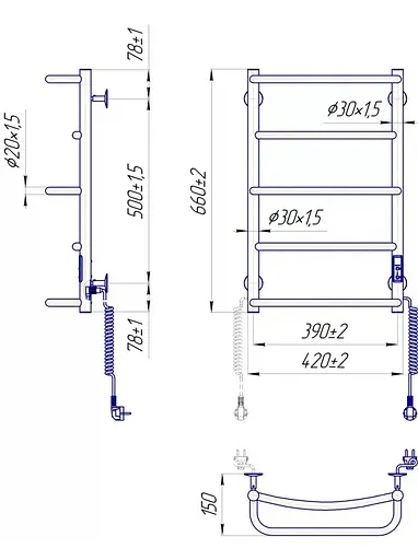 Полотенцесушитель Mario Люкс НР-И 660х420-150 мм с таймером-регулятором 2.3.0313.10.P - фото 5