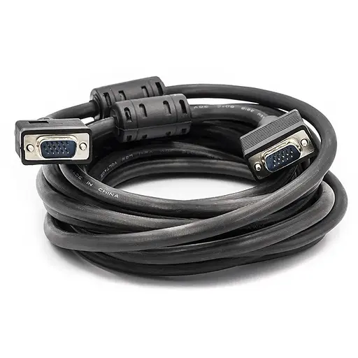 Видео кабель PowerPlant VGA-VGA, 5 м, Double ferrites