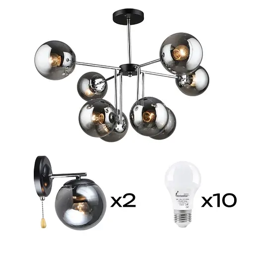 Комплект: Люстра VALESO K2307/8 + 2 Бра VALESO K2307/1W з лампочками