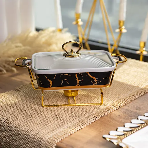 Мармит настольный Yiwu прямоугольный с подогревом 31х16х11 см на металлической подставке с крышкой мармитница для первых блюд ML438-11 - фото 2