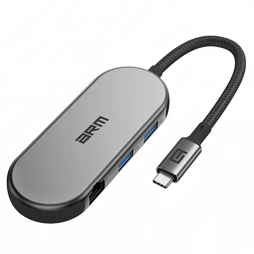 Хаб USB-C ArmorStandart Type-C to HD4K+LAN+PD+2USB+TF/SDcard Grey (ARM69365) - фото 1