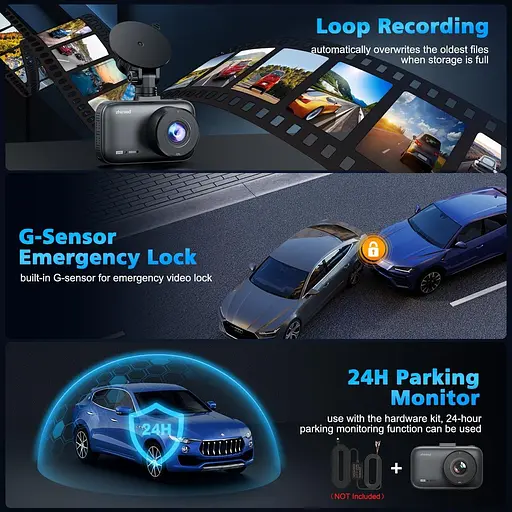 Відеореєстратор спереду та ззаду, подвійна відеореєстратор 4K з фільтром CPL, відеореєстратор для автомобілів-5 ГГц WiFi - фото 3