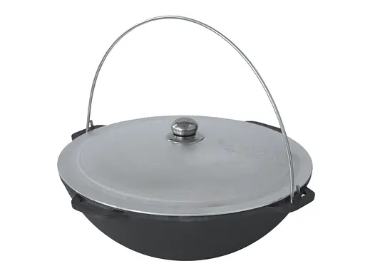 Казан чавунний азіатський 8 л з алюмінієвою кришкою та підставкою - фото 4