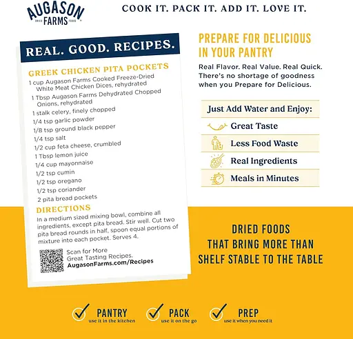 Сублімоване м'ясо курки шматочками з великим терміном придатності 30 років Augason Farms, 15 порцій (101103) - фото 5