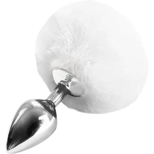 Металева анальна пробка М Art of Sex Bunny Tails Butt plug Білий