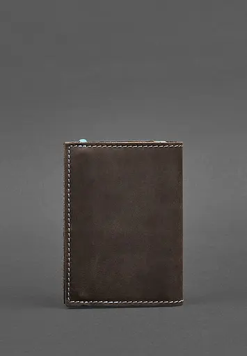 Кожаная обложка для паспорта 2.0 темно-коричневая с бирюзовым. - фото 6