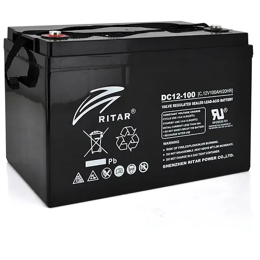 Аккумуляторная батарея CARBON RITAR DC12-100C, Black Case, 12V 100.0Ah, 2000-5000 циклов, до 15 лет срок службы (355*250*260) Q1