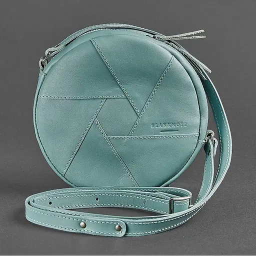 Шкіряна кругла жіноча сумка Бон-Бон бірюзова - фото 6