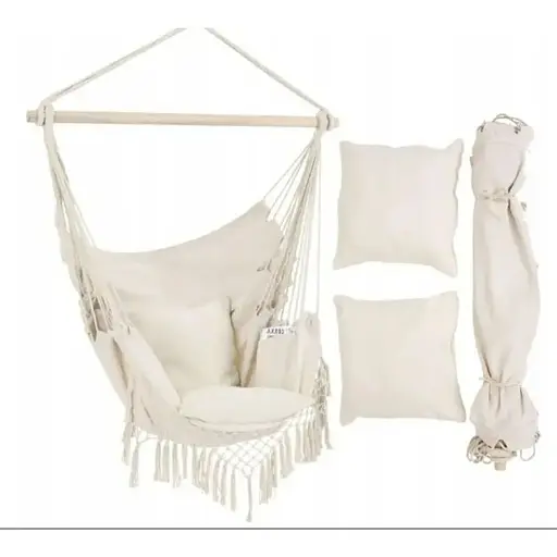 Качели садовые кокон бразильский садовый гамак беж MKS - фото 1
