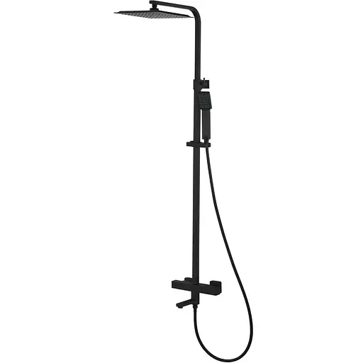 Душова система Corsan Ango Black Matt з термостатом та виливом CMN02TBLW, Чорний матовий - фото 1