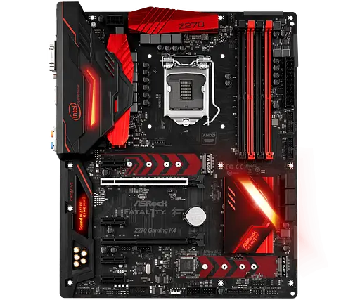 Материнская плата ASRock Fatal1ty Z270 Gaming K4 LGA 1151v1 (Fatal1ty Z270 Gaming K4) Б/У - фото 1