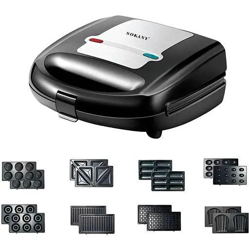 Мультигриль 8в1 Sokany SK-B140 Серый/Черный 800 Вт - фото 1
