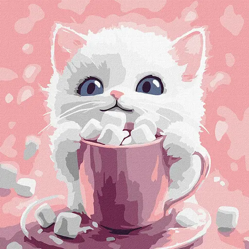 Набір для розпису по номерах Какао для котика (картина №1), Ideyka, 30x30 см, КНО6717