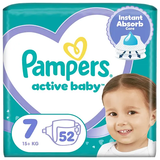 Подгузники Pampers Active Baby Размер 7 (15+ кг) 52 шт. - фото 1