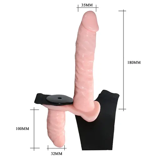 Двойной страпон с вибрацией LyBaile Ultra Passionate Harness 17 см телесный - фото 4