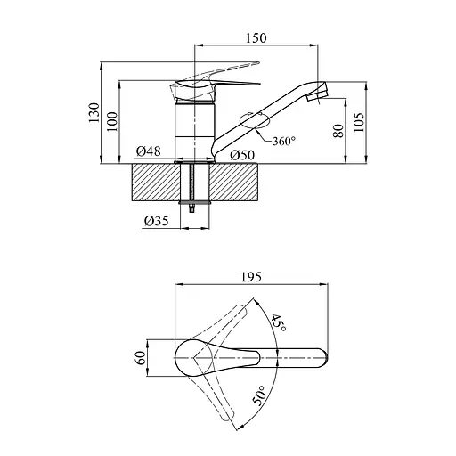 Змішувач для раковини Agua Sevilla-C012 (CV018976) - фото 4