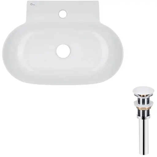 Умивальник Qtap Cardinal підвісний/накладний овальний 565x400x130 мм White + донний клапан PU02, Білий - фото 1