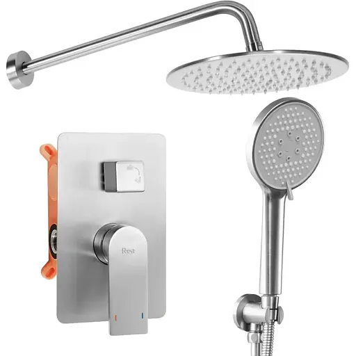 Душова система прихованого монтажу Rea Verso + Box nikiel brushed REA-P4800, Нікель - фото 1