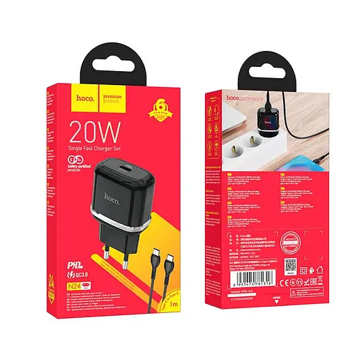 Адаптер зарядное устройство HOCO Type-C to Type-C - Victorious single port charger set N24 - фото 5