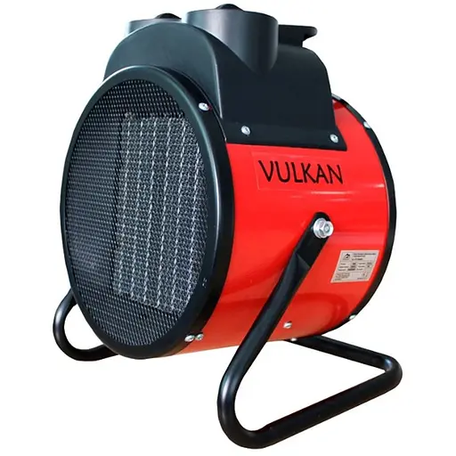 Електрична теплова гармата Vulkan 5,0 кВт, площа обігріву 60 кв.м., червоний/чорний (SL-PTC5000R) - фото 1