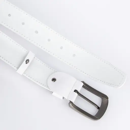 Ремень мужской кожаный SF-4002 белый под джинсы (130 см) - фото 3