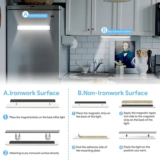 Світлодіодне підсвічування для кухні shirylzee 3 шт. 72 світлодіоди 2000 мАг USB-C - фото 3