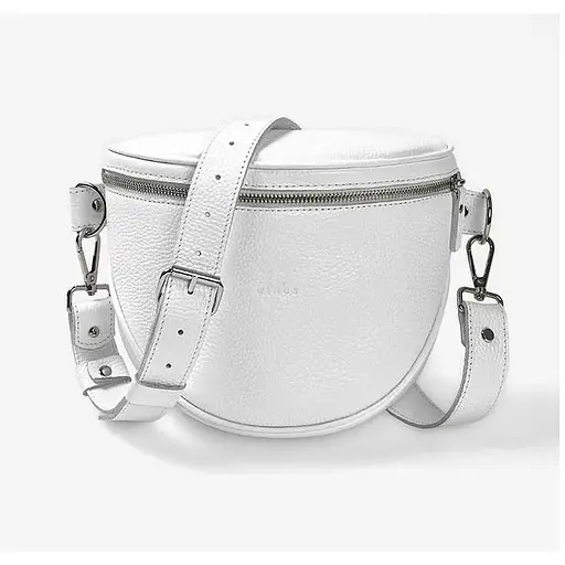 Шкіряна сумка поясна-кроссбоді Vacation біла флотар - фото 1