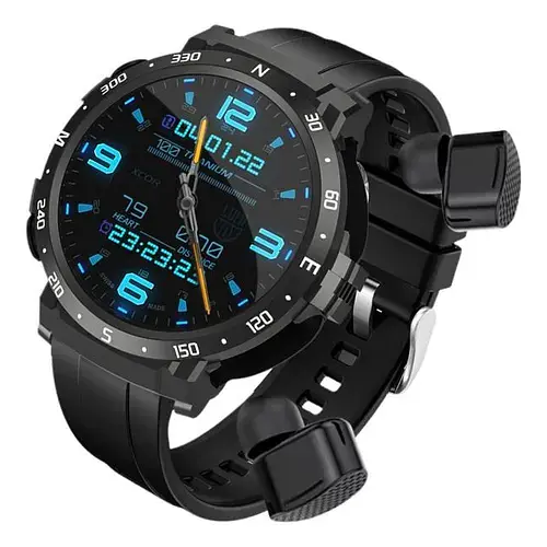 Смарт-часы с наушниками Lemfo Q10 силиконовый ремешок Black Black (18754) - фото 2