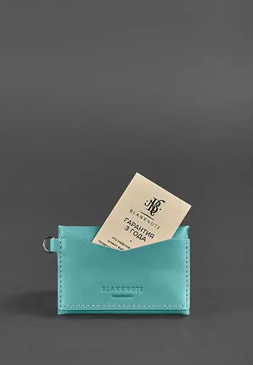 Женская кожаная монетница с клапаном 1.0 бирюзовая. - фото 5