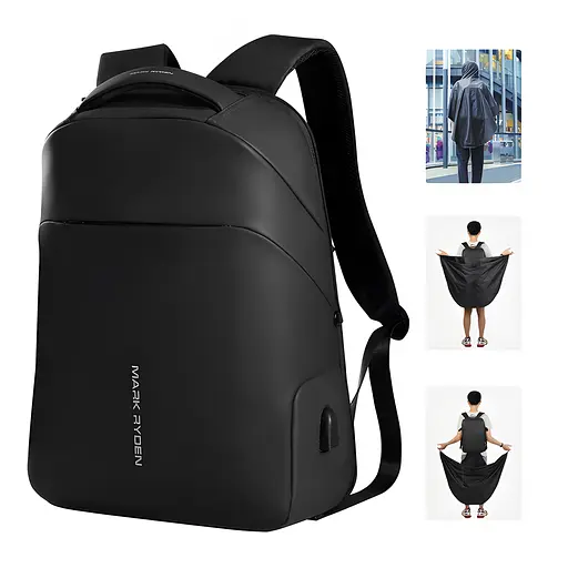 Рюкзак  Mark Ryden MR9068YY для ноутбука 15.6 дюймів з дощовиком та USB портом (Чорний) - фото 2