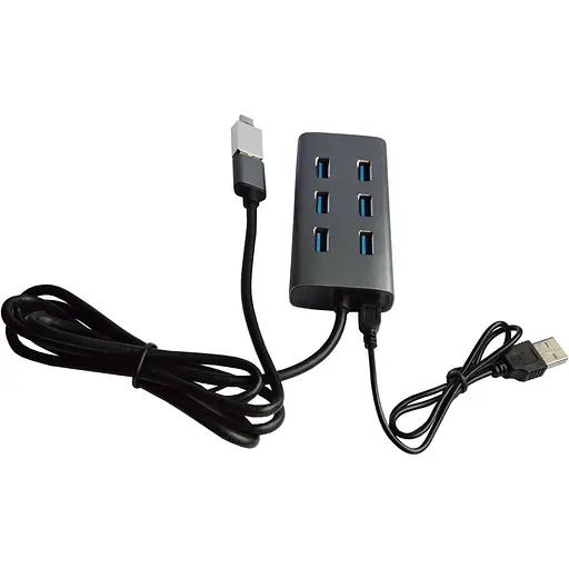 USB-Хаб Maiwo USB 3.0 Type-A / Type-C to 7х USB3.0-порта, кабель 100 см, метал, без БП, серебристий (KH700) - фото 2