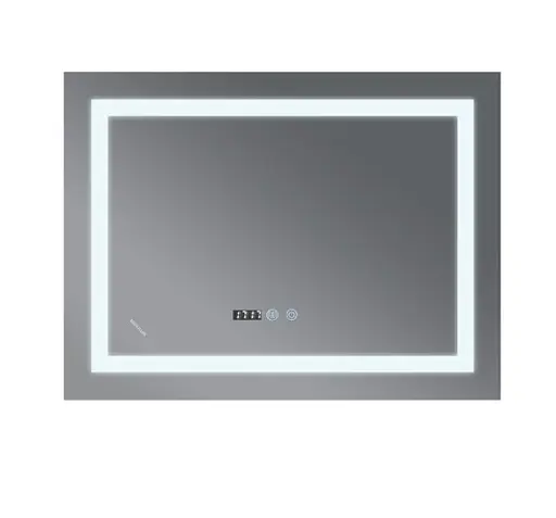 Дзеркало Mixxus WARM MR02-90x70-CASE з LED Touch, Anti-fog, димером, регулюванням яскравості, годинником (MI6674) - фото 2