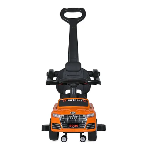 Дитяча каталка-толокар M 5045L-7 помаранчевий, з батьківською ручкою - фото 4