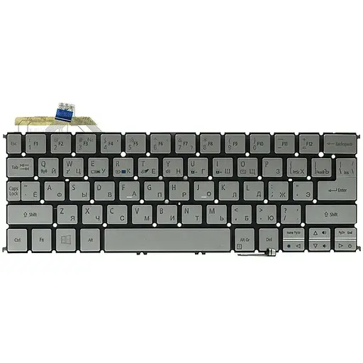 Клавiатура для ноутбука ACER Aspire S7-191 підсвічування клавiш, сріблястий, без фрейма