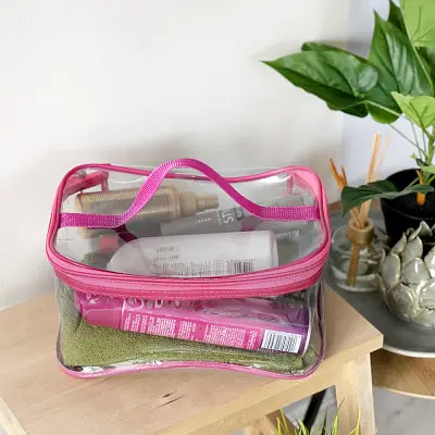 Комплект прозорих косметичок 2 шт (рожевий) - фото 3