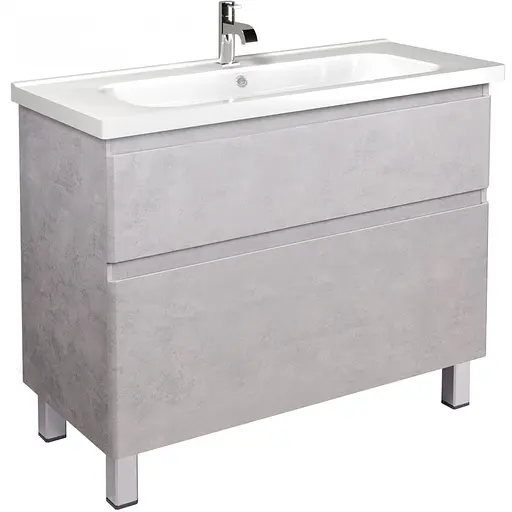 Тумба Мойдодир Палермо 100-U з умивальником ID-100 бетон світлий Сірий - фото 1
