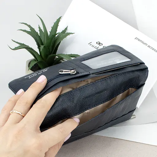 Гаманець жіночий шкіряний De Esse LC89008-F9947 на магнітах темно-синій - фото 5