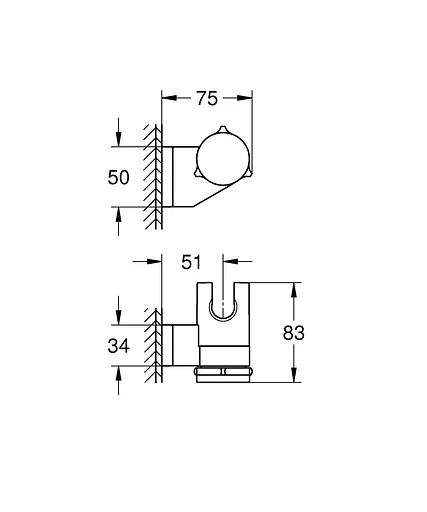 Держатель ручного душа регулируемый Grohe QuickFix Vitalio Universal 26183001 Хром - фото 8