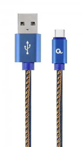 Кабель USB AM-Type-C, 2 м, синий, Cablexpert, 2.1A (CC-USB2J-AMCM-2M-BL) - фото 1