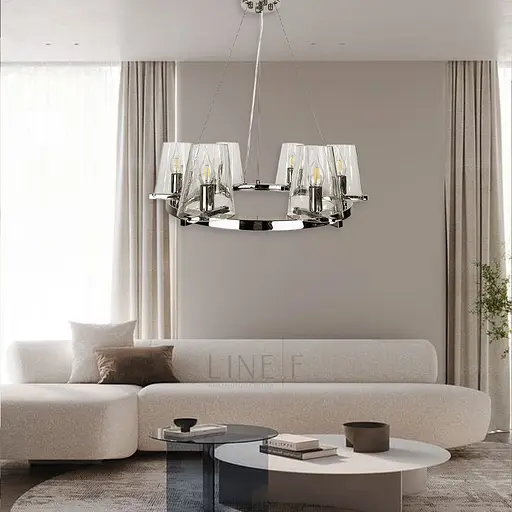 Підвісна срібна кільцева люстра PAUILLAC 60 см 6 плафонів Line.F MJ 106-600 - фото 7