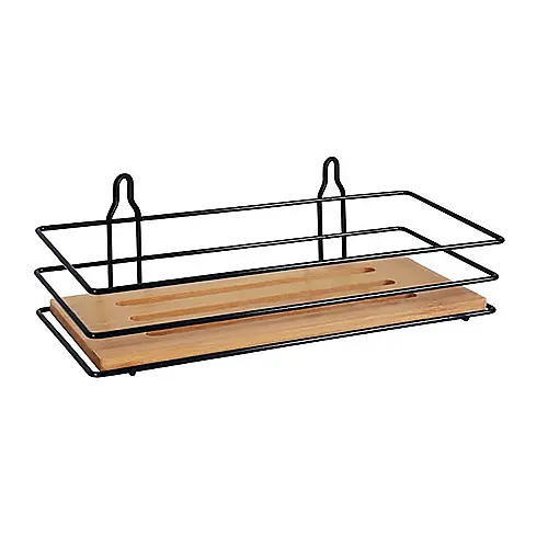 Полиця прямокутна PLAIN, чорна з бамбуком (08051)