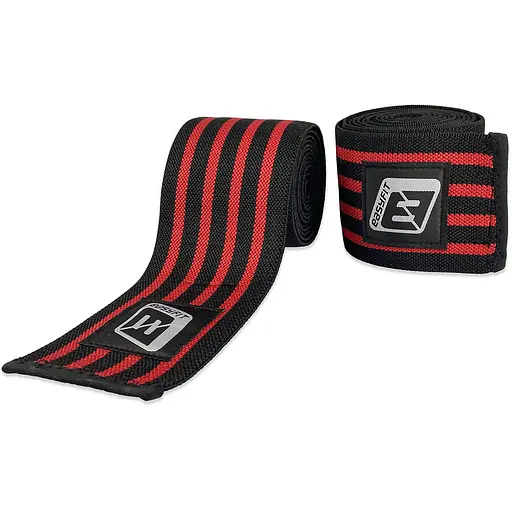 Бинт для присідань EasyFit фіксатор колінного суглоба 200 см 1 шт Чорно-червоний (EF-0065) - фото 1