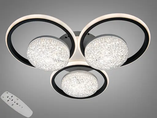 Стельова LED люстра кільця біла чорна 82Вт пульт - фото 1