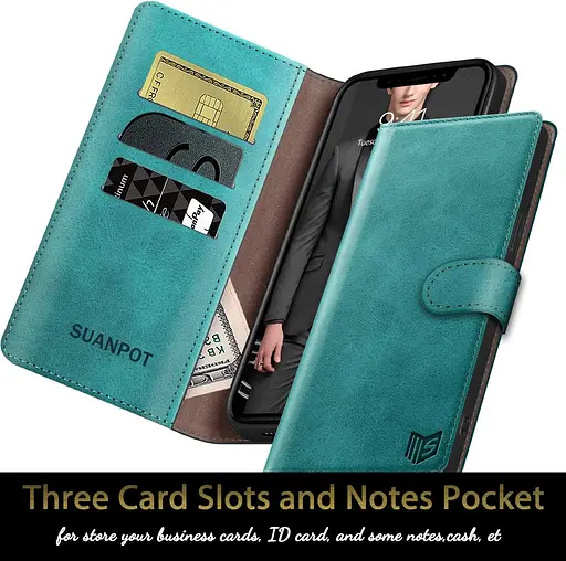 Чохол-гаманець SUANPOT для iPhone 11 pro max 6,5'' (синьо-зелений, для iPhone 11 pro max 6,5) - фото 4