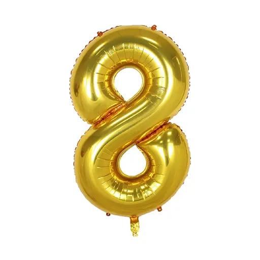 Шар воздушный фольгированный (102 см) Цифра 8 золото