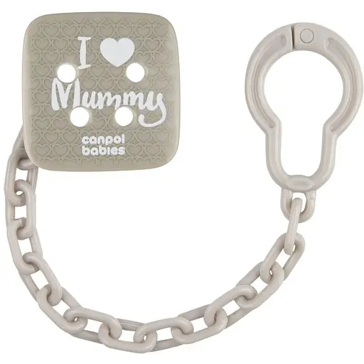 Цепочка к пустышке Canpol babies I Love Mummy серая (2/434_grey)