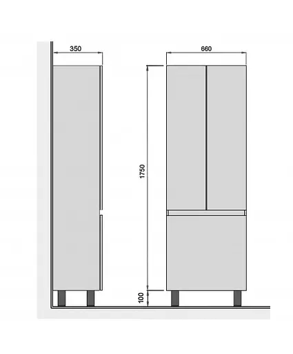 Пенал Мойдодир MoonShine П-66к білий глянсовий підлоговий, Білий - фото 6